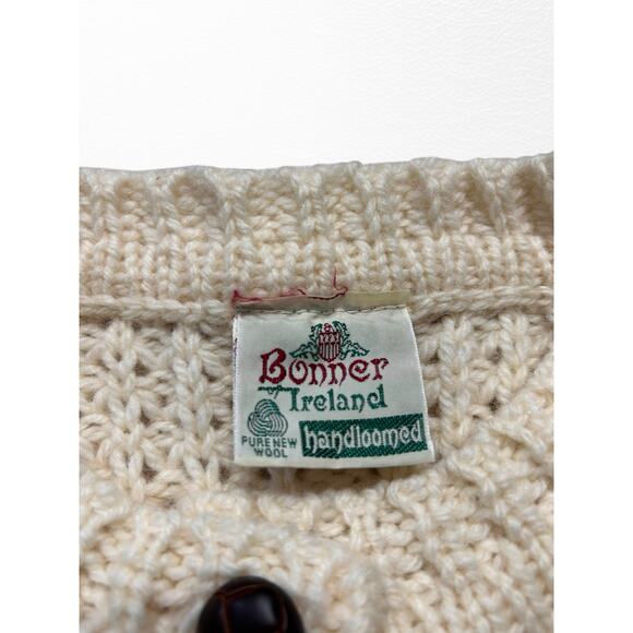 Vintage Hand Loomed Fisherman’s Cardigan Sweater, Size L - Picture 4 of 12